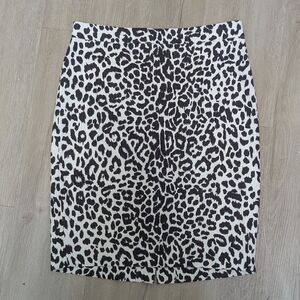 J. Crew Brown and White Animal Print Preppy School Girl Skirt 2